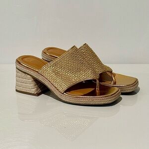 FRANCO SARTO Ferrara Espadrille Sandals - Gold size10